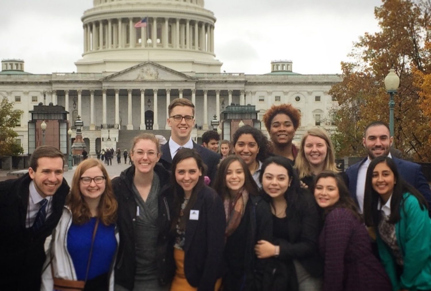 Group of students standing in front of United States Capitol building
