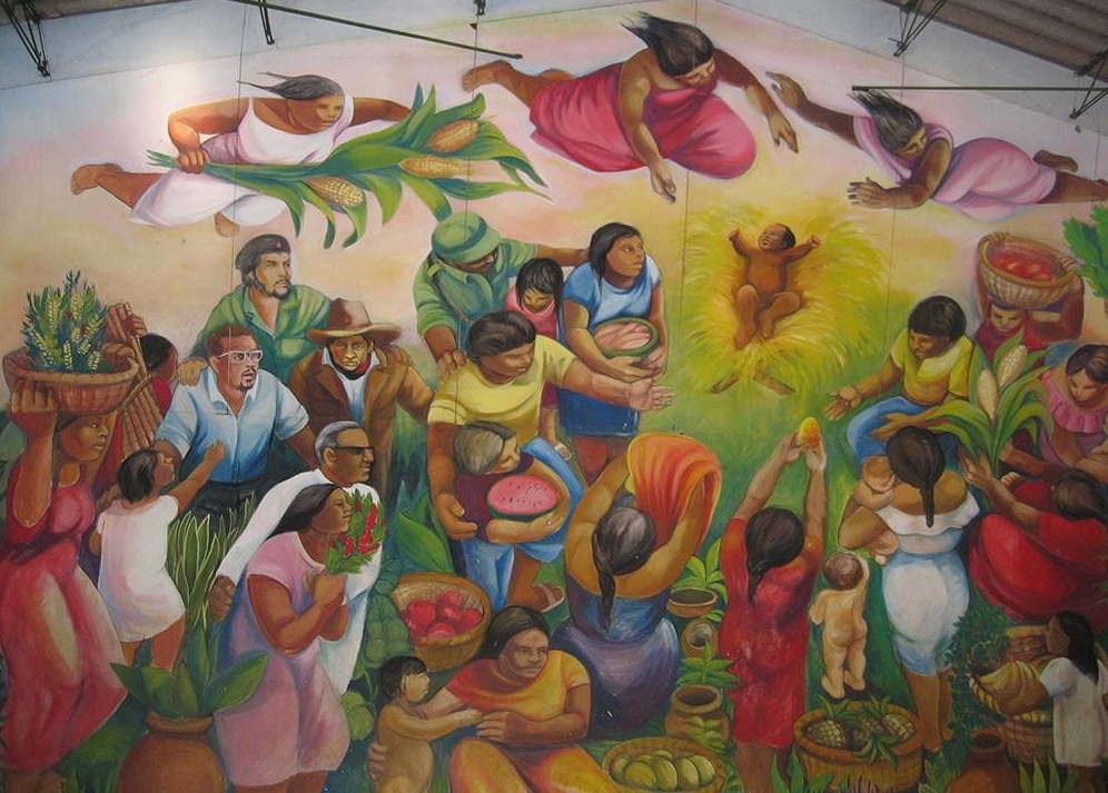 Nativity mural at Batahola Norte Community Center in Managua, Nicaragua