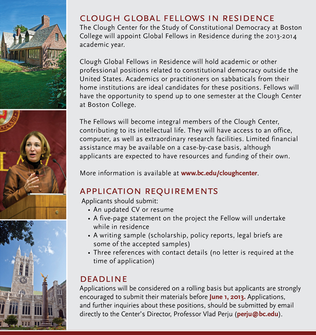 Clough Global Fellows in Residence | Call for Applications | Deadline June 1, 2013 | www.bc.edu/cloughcenter for more information