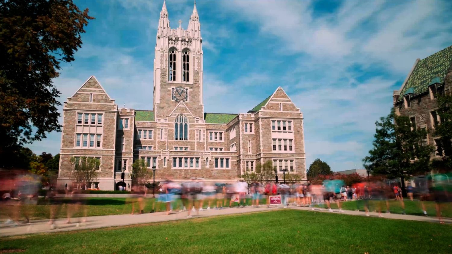 Gasson Hall with students on campus