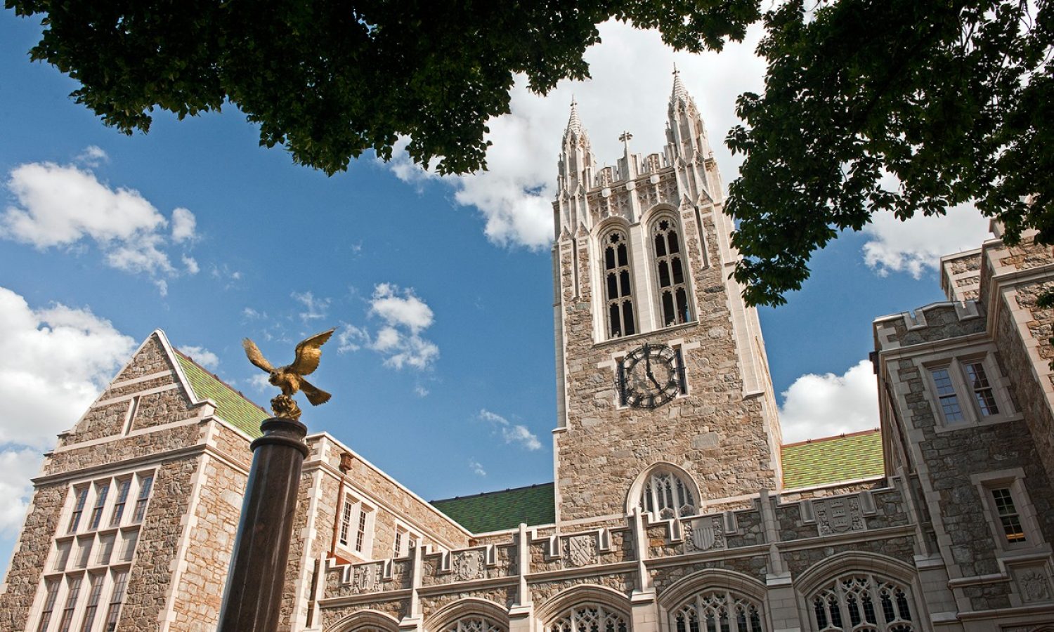 Gasson Hall with flowers