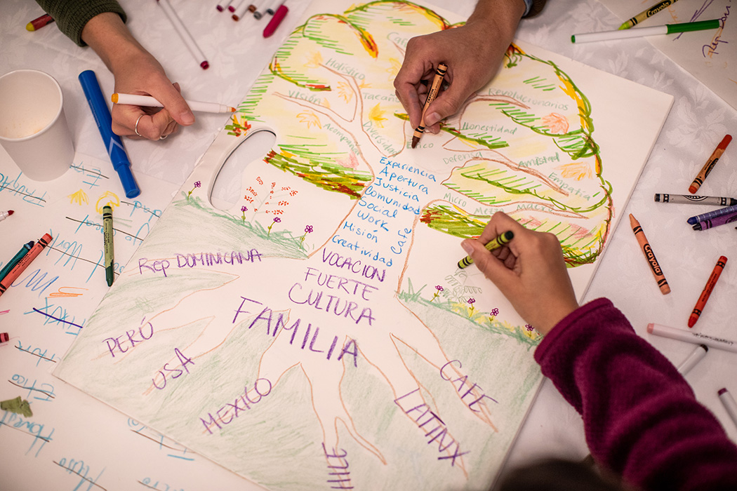 Students in the LLI participate in a community-building activity at the 2022 LLI Retreat. 