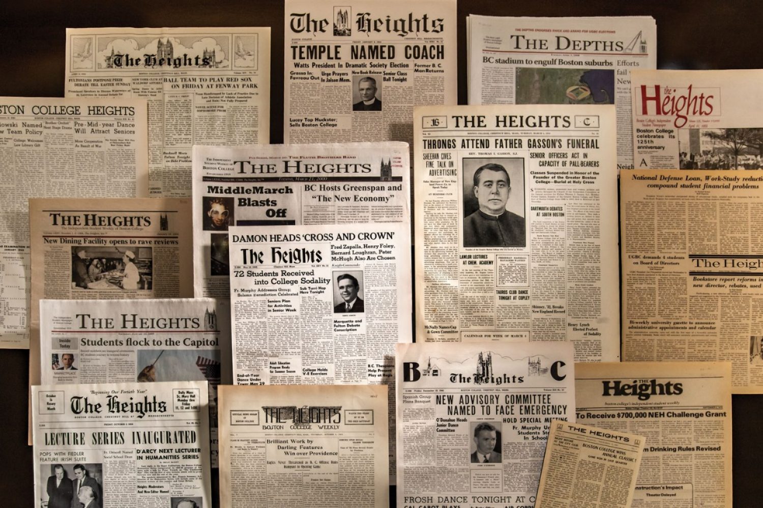 Front pages of the Heights over the years