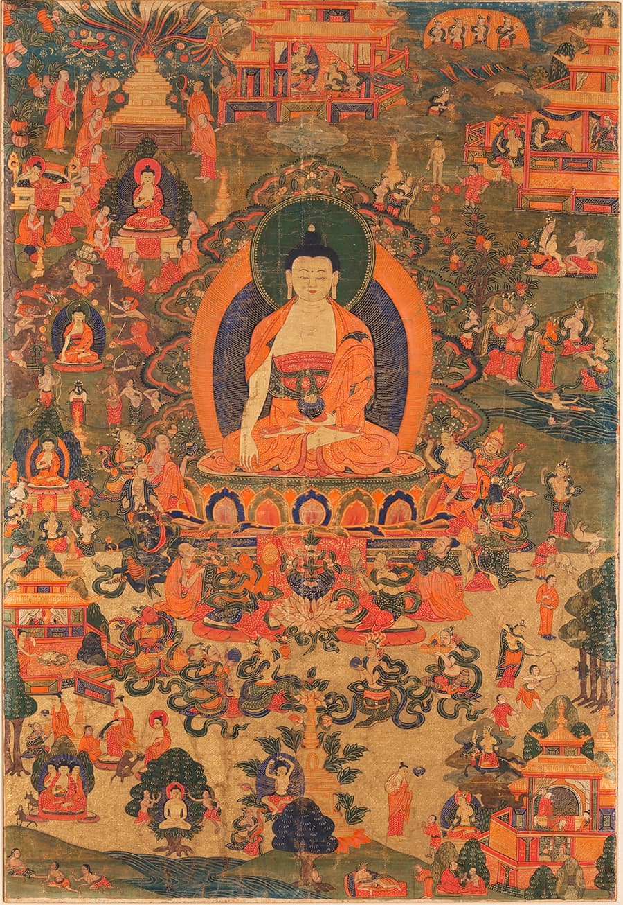 Life Story of Buddha Shakyamuni  Tibet; 19th century  Pigments on cloth 