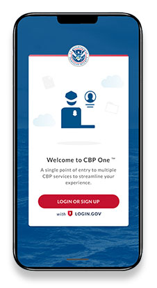 Photo of screen of the CBP app