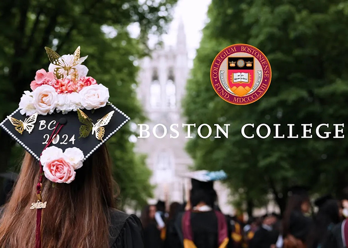 female graduate wearing a decorated mortarboard on Linden Lane
