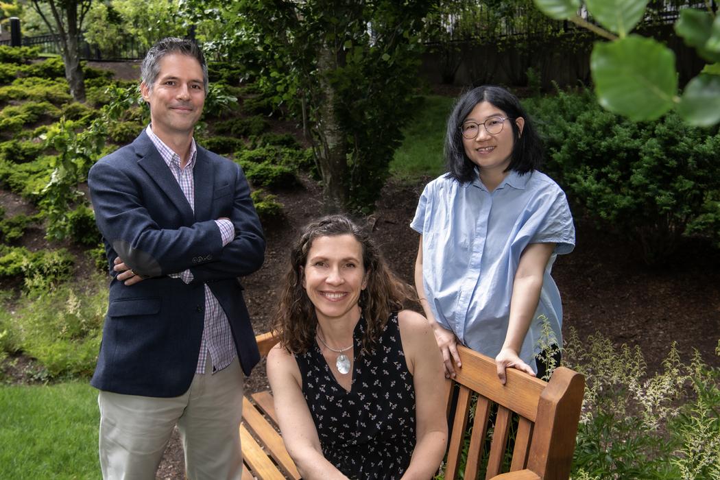 Group photo of Brian Gareau, Associate Professor, Sociology Department and Senior Associate Dean, Faculty Affairs & Academic, Morrissey College of Arts & Sciences; Tara Pisani Gareau, Professor of the Practice, Earth and Environmental Sciences and the Director of Environmental Studies; and XXX