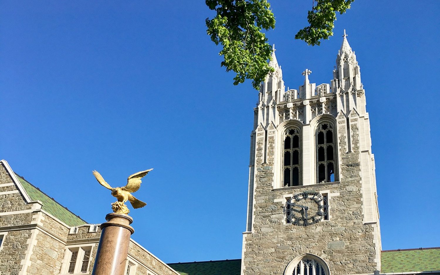 Gasson Hall and eagle statue
