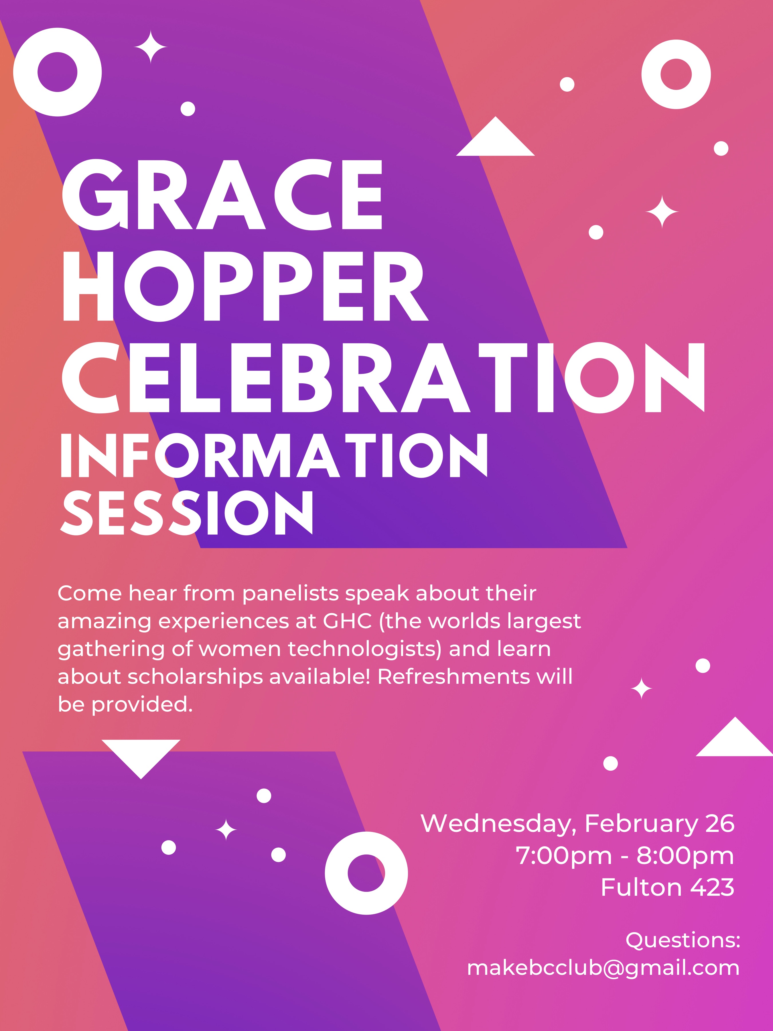 Grace Hopper Celebration Information Session Flyer