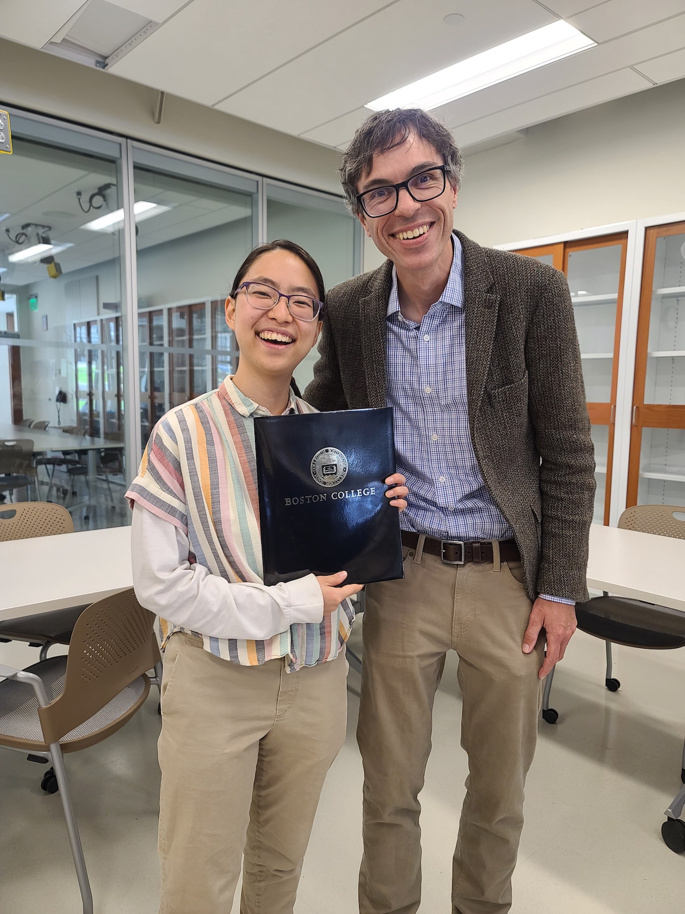 photo of Joanne Lee and the Daniel J. Fitzgerald Professor and CS Department Chairperson George Mohler