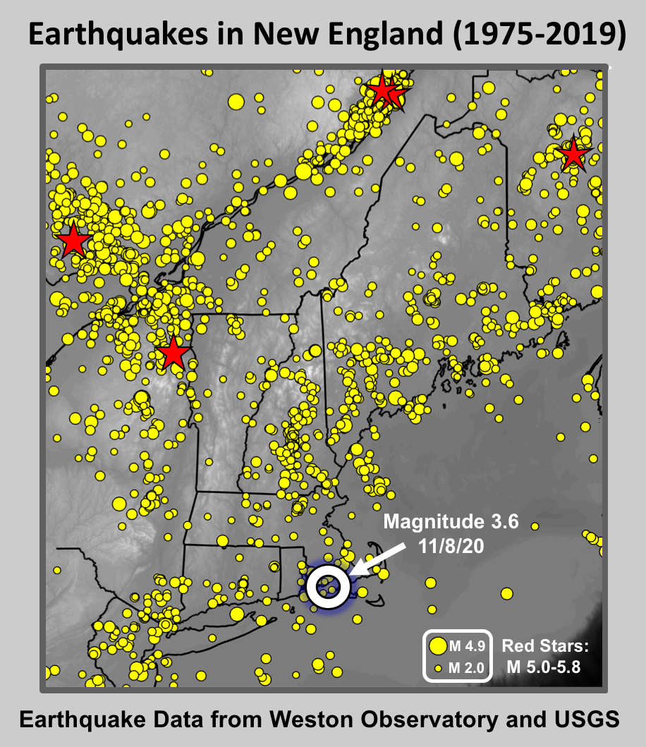 Seismicity Map of New England