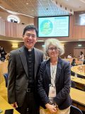 CSTM students Dominic Chai, S.J.,  a CENTERS delegate, and Sister Nathalie Becquart, undersecretary of the Synod